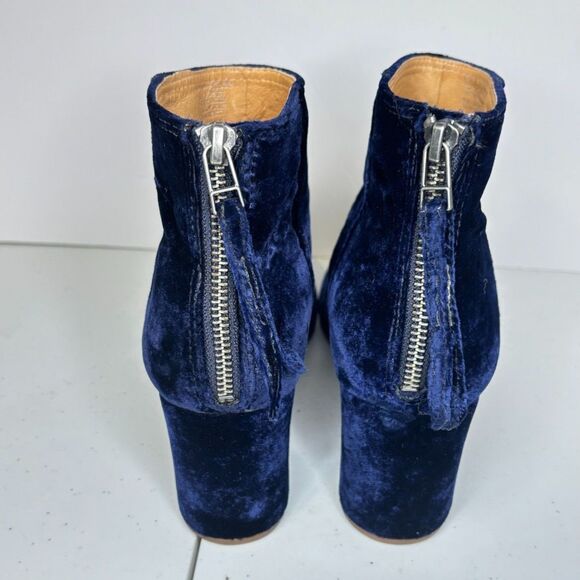 Madewell The Jillian Navy Blue Suede Leather Zip Heeled Booties Boots - Picture 7 of 8